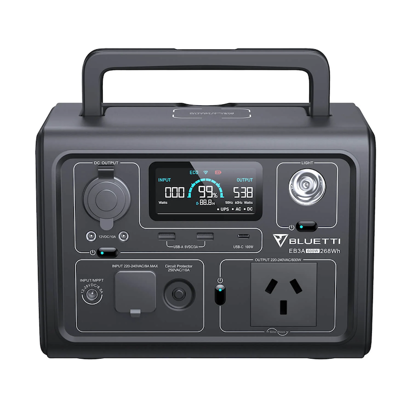 BLUETTI EB3A Portable Power Station | 600W 268Wh Front Top Handle Up