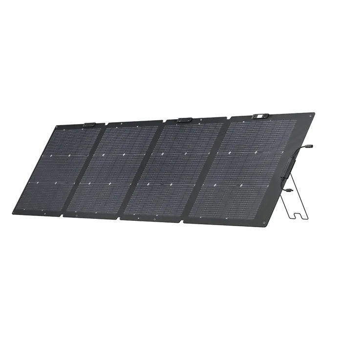ECOFLOW NEXTGEN 220W BIFACIAL PORTABLE SOLAR PANEL Frnt on Stand