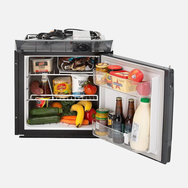 Engel Upright Fridge-Freezer 80 Litre open with produce