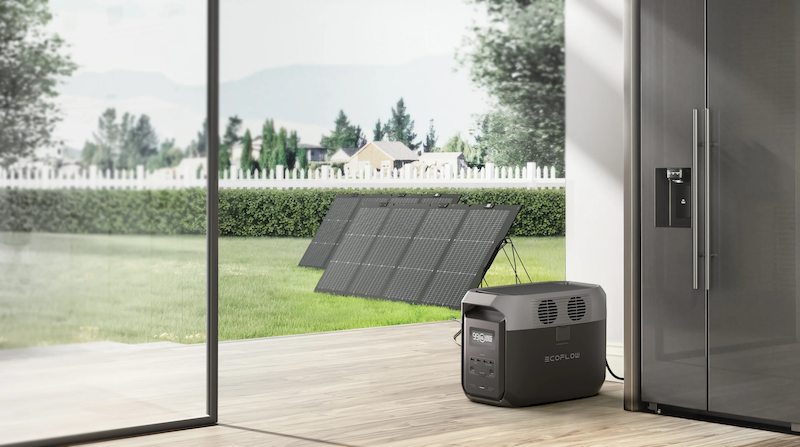 ECOFLOW DELTA 3 1500 PORTABLE POWER STATION in house with solar panels