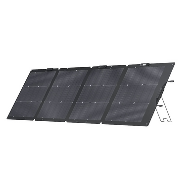 EcoFlow NextGen 220W bifacial portable solar panel unfolded, front-facing view on white background