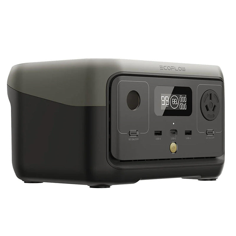 EcoFlow RIVER 2 256Wh ultra-lightweight portable power station angled front view