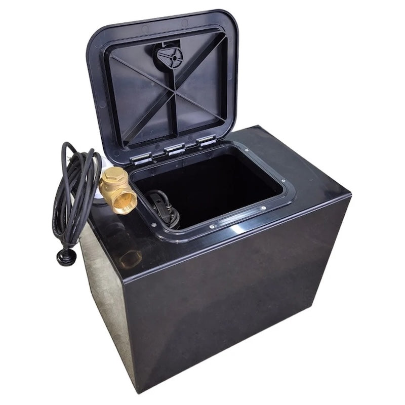 75L Pump Chamber showing access hatch and integrated vortex pump for greywater and wastewater transfer