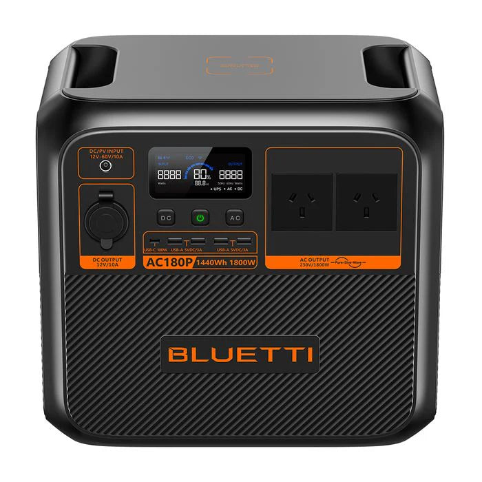 BLUETTI AC180P Portable Power Station | 1,800W 1,440Wh Front Top