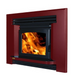 Ethos Ares Insert Wood Fire in Dark Red finish with black fascia and large glass viewing window