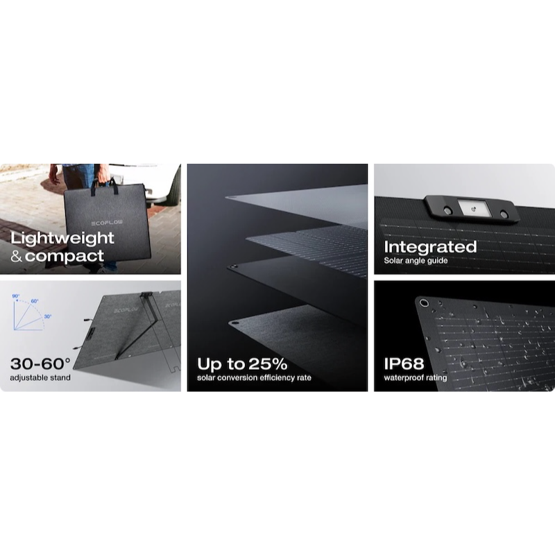 EcoFlow NextGen 160W solar panel folded into compact carry case for transport