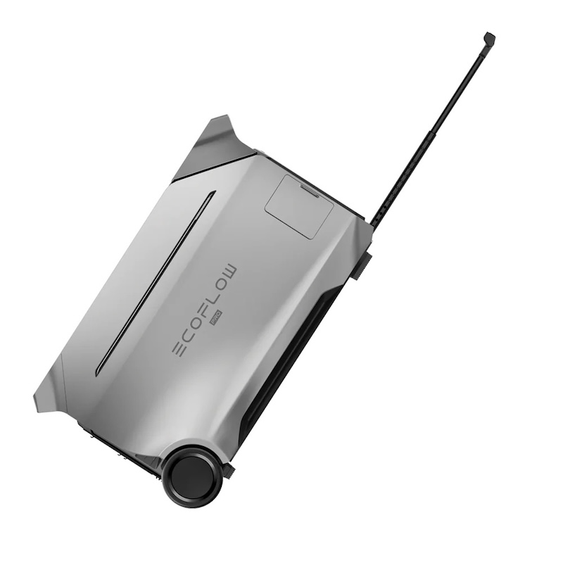 EcoFlow DELTA Pro 3 portable power station with wheels and extendable handle
