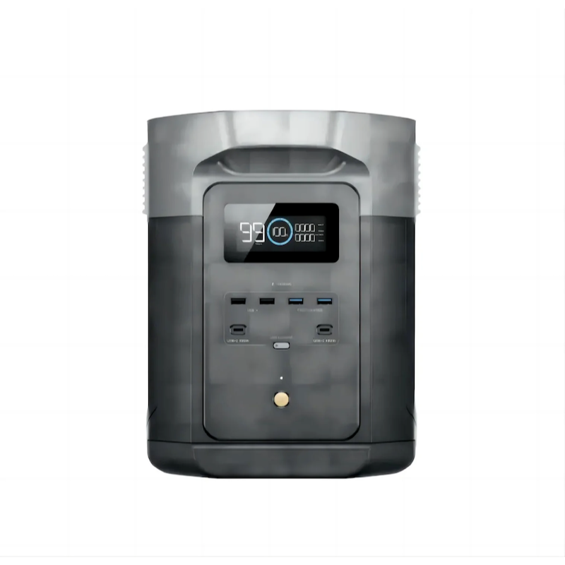 EcoFlow DELTA 2 Max front view showing display, ports, and LFP power station design.