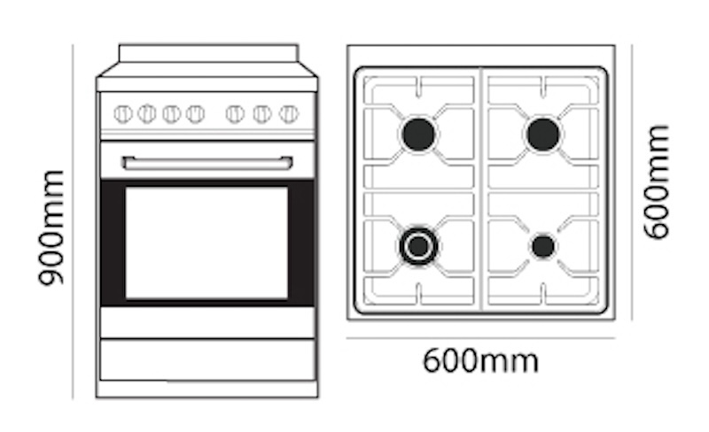Parmco FS600 Gas Gas Dimensions