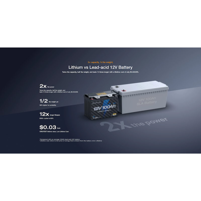 EcoFlow Lithium 12V 100Ah Deep Cycle LiFePO4 Battery Lithium
