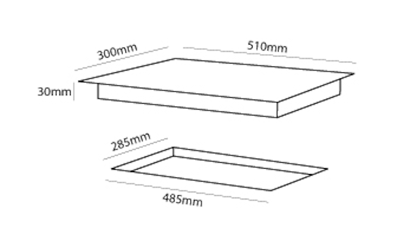 Parmco HO-1-2S-2G
300mm Domino Hob, Gas, Stainless Steel dimensions