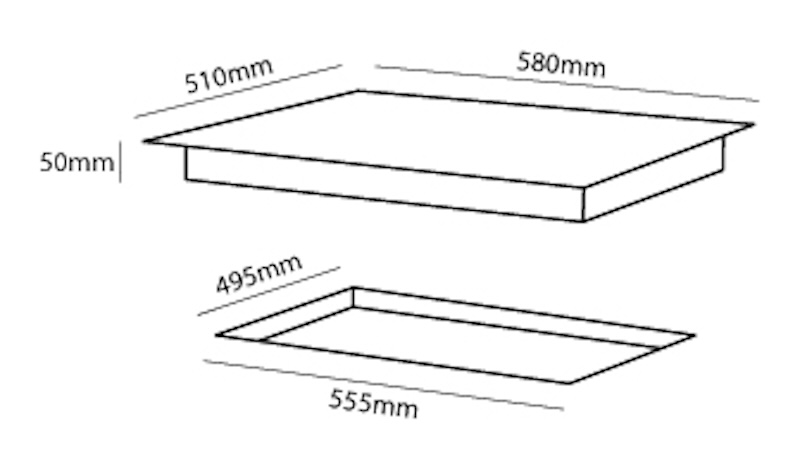 HO76GGW4
600mm Black, Glass, 3 Burner + Wok, Gas Cooktop I Series 7 unit dimensions and cut out dimensions