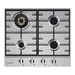 Parmco HO76SGW4 600mm Stainless Steel, 3 Burner + WOK, Gas Cooktop top view