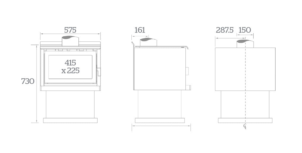 Kent Haast Freestanding Wood Fire 18KW Dimensions