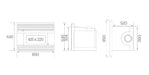Kent Logfire II Inbuilt Wood Fire 15KW Dimensions