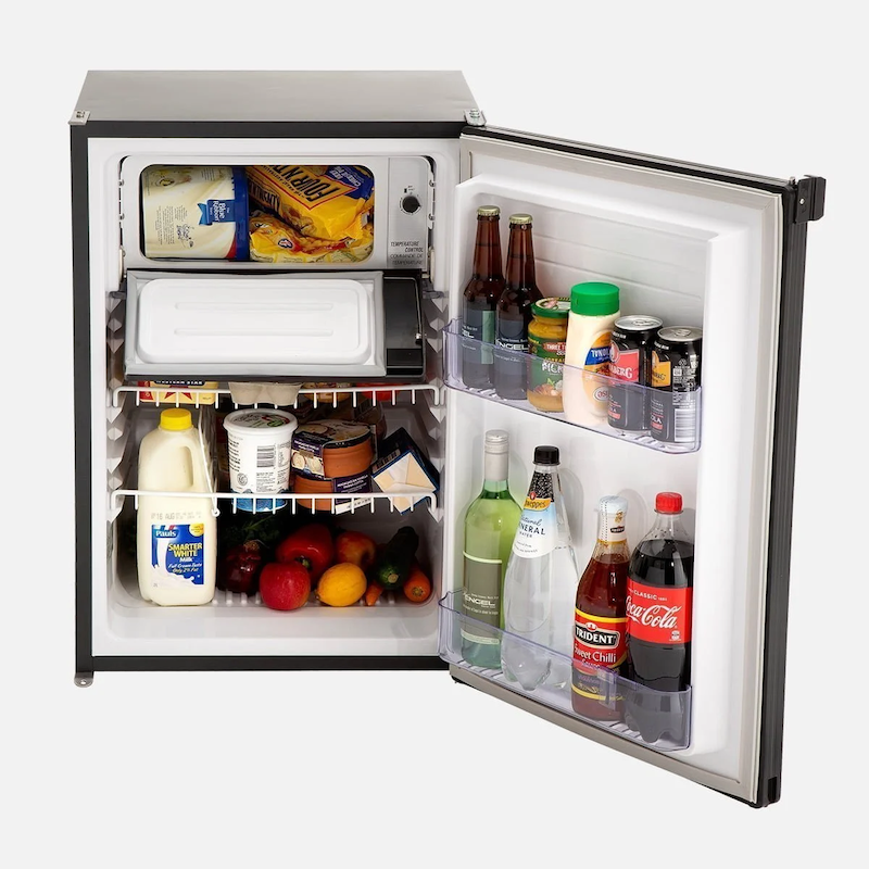 Engel ST90F upright Fridge freezer front open with produce