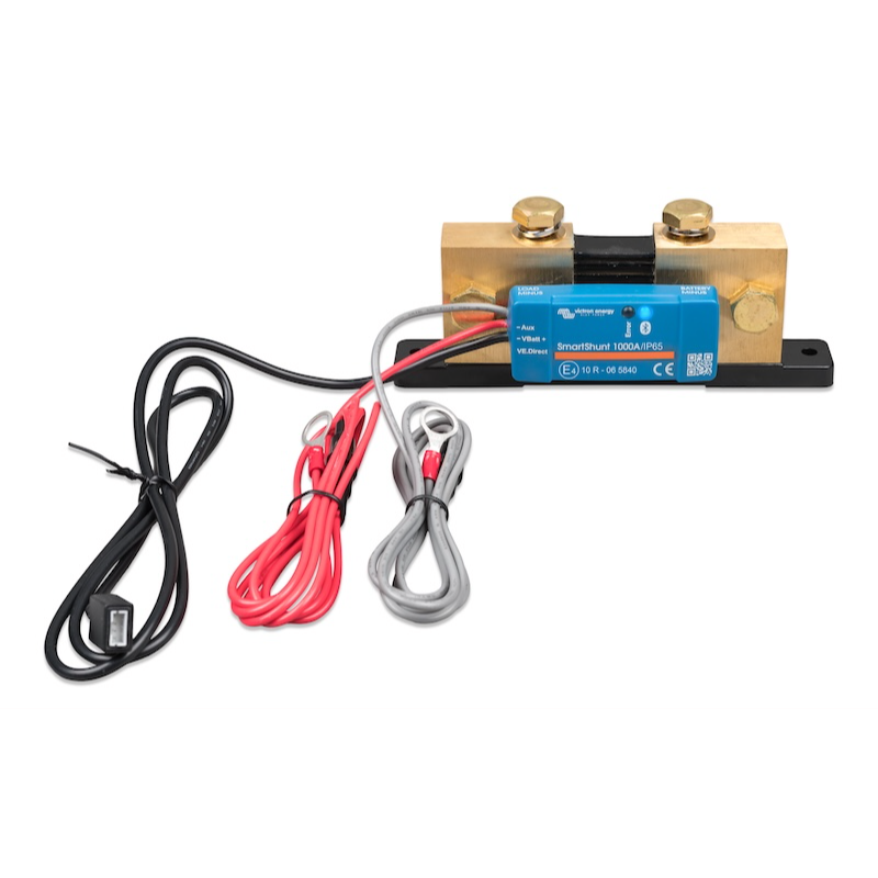 Victron SmartShunt 1000A 50mV IP65 Bluetooth Battery Monitor complete kit with shunt, wiring and VE.Direct connection