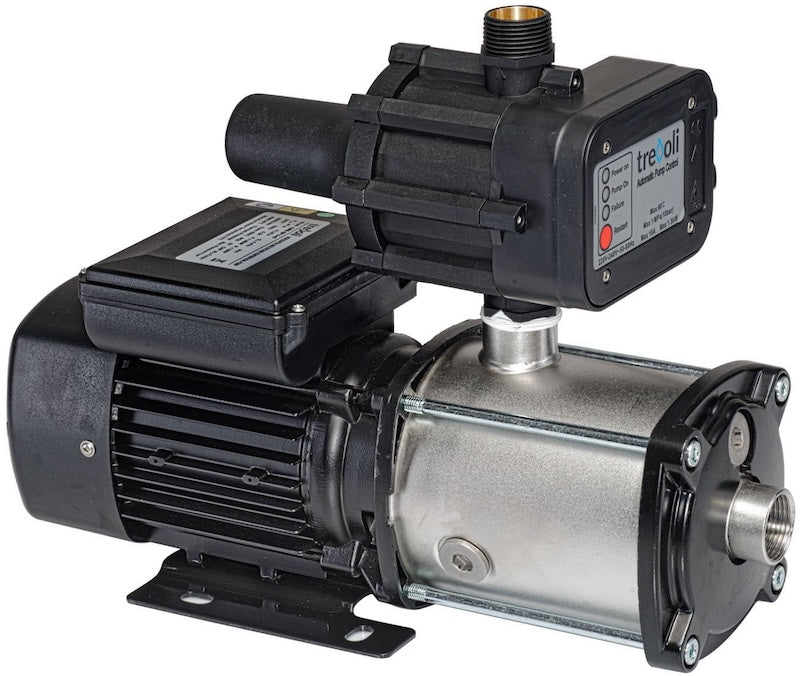 Trevoli CMB 5-57E water pressure pump with DSK automatic controller for rainwater tanks, larger homes and lifestyle block water systems.