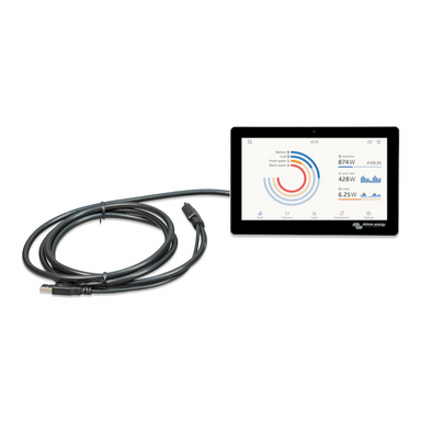 Victron GX Touch 70 flush mount touchscreen display with connection cable for Cerbo GX system monitoring