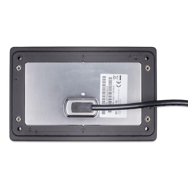Rear view of Victron GX Touch 70 wall mount display showing mounting frame and integrated connection cable