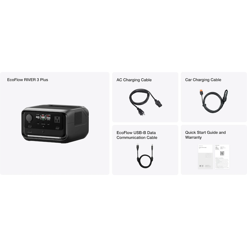 EcoFlow RIVER 3 Plus power station with accessories Whats In The Box