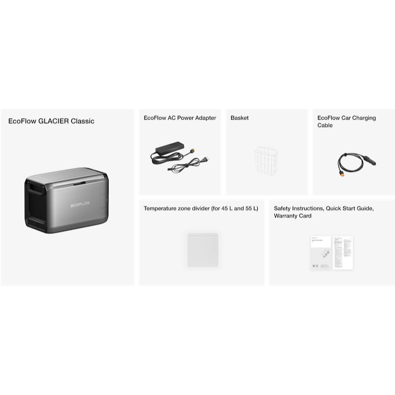 EcoFlow GLACIER Classic Portable Fridge Freezer Whats In The Box