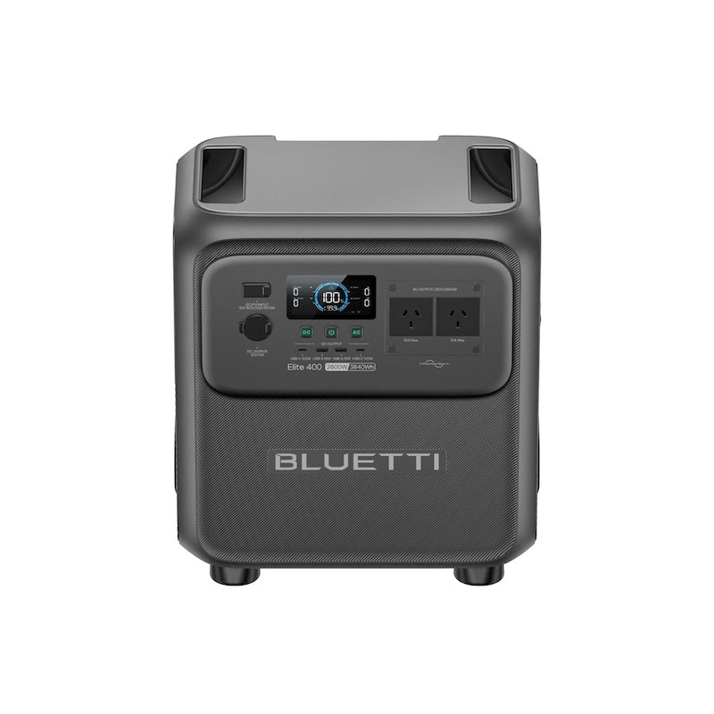 BLUETTI Elite 400 3840Wh portable power station front view showing carry handles