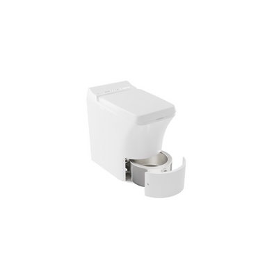 Cinderella Freedom LPG incineration toilet showing ash container and waterless operation