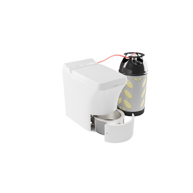 Cinderella Freedom LPG incineration toilet connected to gas cylinder for off grid use