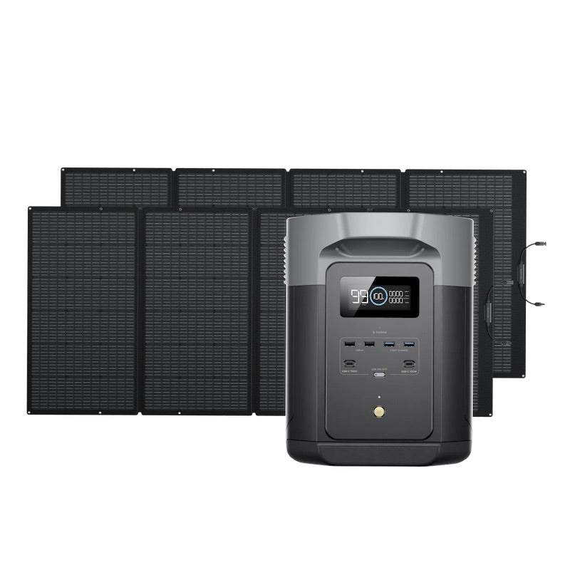 EcoFlow DELTA 2 MAX + 400W Solar Panel*2 Front with Panels Open