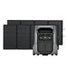 EcoFlow DELTA Pro 3 4096Wh portable power station paired with two 400W solar panels for off-grid and backup power
