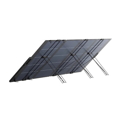 EcoFlow 400W lightweight portable solar panel rear view with adjustable kickstands deployed