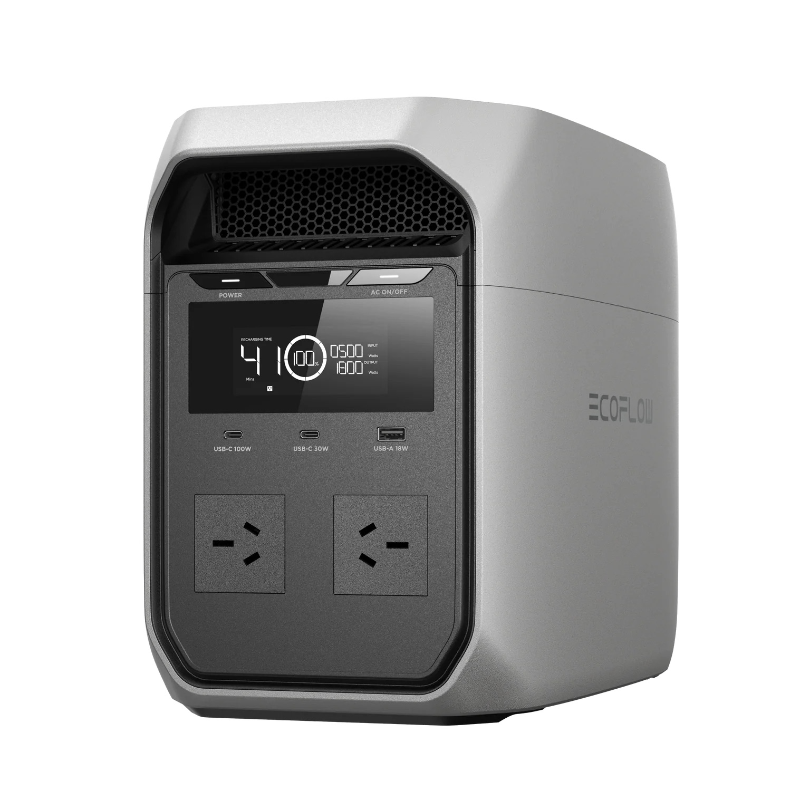 EcoFlow DELTA 3 Classic portable power station front view showing display and AC outlets