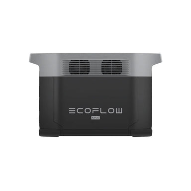 EcoFlow DELTA 2 Max portable power station shown from a right-side angle, highlighting ventilation and front charging ports