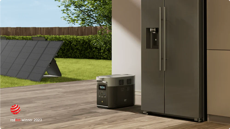 ECOFLOW DELTA 2 MAX PORTABLE POWER STATION in house with solar panels