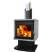 Ethos Genesis wood fire in light grey finish with pedestal base, ultra-low emissions and high-efficiency heating performance.