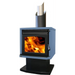 Ethos Genesis wood fire in sky blue finish with large flame viewing window and patented dual-air EconAir flue system.