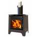 Ethos Phoenix freestanding wood fire in Brown finish with large flame viewing window