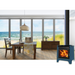 Ethos Phoenix wood fire heating a modern coastal home with large windows and open-plan living area