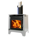 Ethos Phoenix freestanding wood fire in Off White finish with contemporary styling and large viewing window