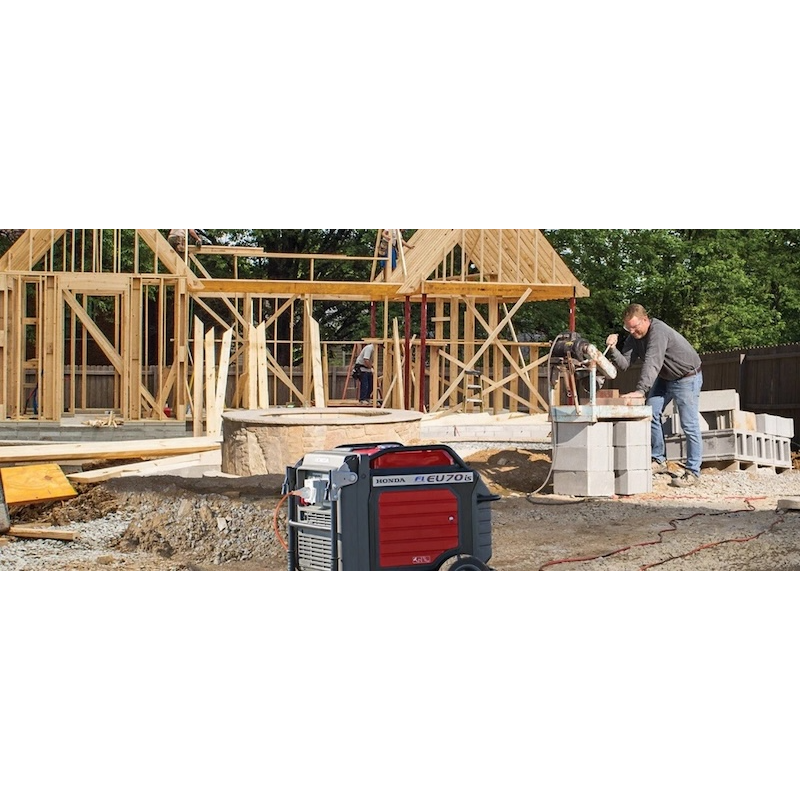 Honda EU70is inverter generator powering tools on construction site reliable portable power solution