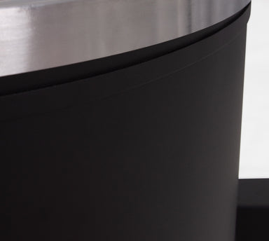 Kent Dunstan Black fire pit with silver interior close up side