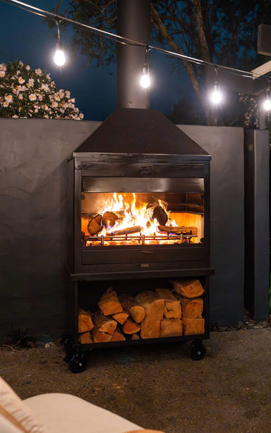 Kent Tekapo Trolley Base Outdoor Wood Fire Insitu Front