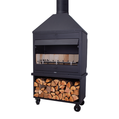 Kent Tekapo Trolley Base Outdoor Wood Fire Front Right
