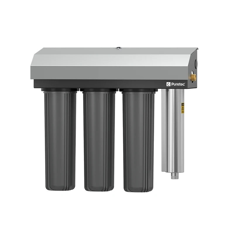 Puretec Hybrid E13 triple stage rainwater filtration system with UV steriliser for whole house tank water filtration