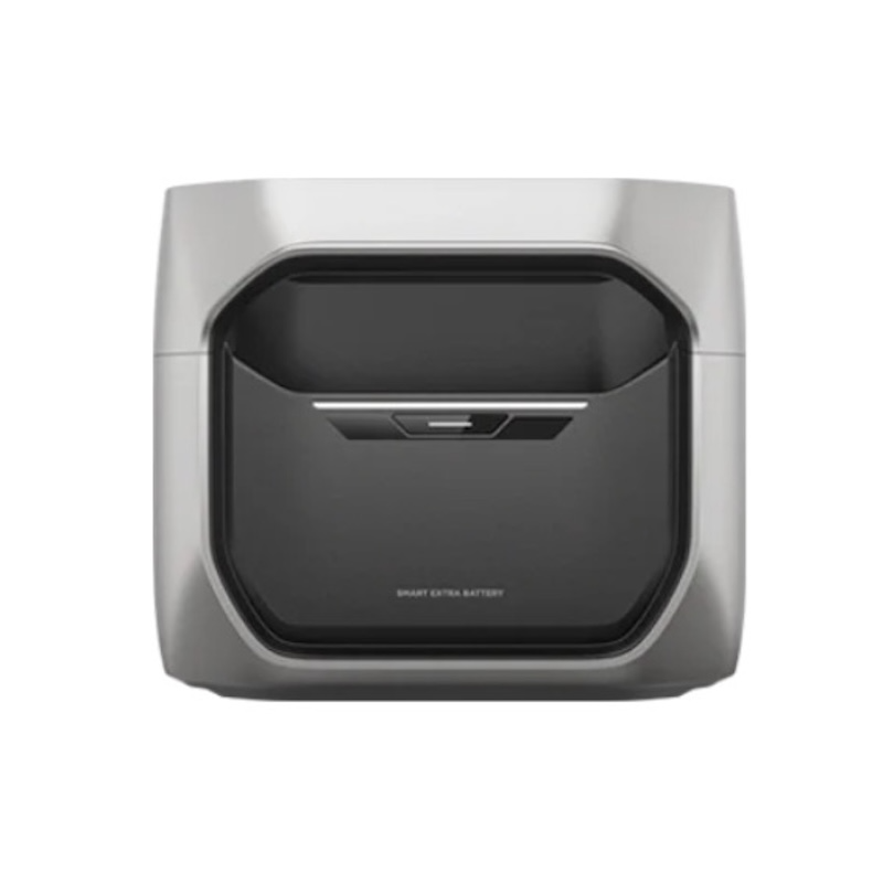 EcoFlow DELTA 3 Max Plus Smart Extra Battery front view showing expansion port cover and stackable design