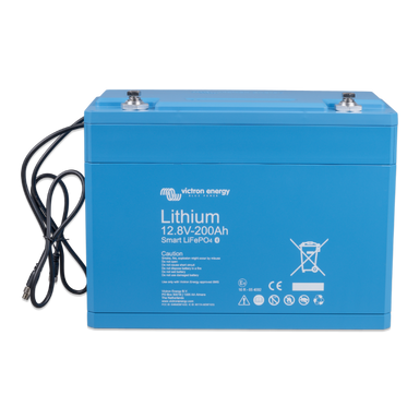 Victron 12.8V 200Ah smart lithium LiFePO4 battery front view for off grid energy storage
